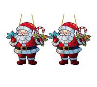 Giwnhvx Decorazioni di Natale di Babbo Natale, Decorazioni per Finestra in Acrilico Colorato, con Etichette Appese a Catena, Ciondoli Esterni