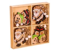 Giwnhvx Decorazioni natalizie Piccoli Pendenti in Legno Ornamenti di Natale Ornamenti Albero Imballaggio di Cortesia - Pupazzo di Neve