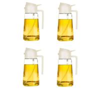 Giwnhvx Dispenser per olio da cucina, dispenser per olio e versare, 2 in 1, dispenser per olio d'oliva, bianco, 4 pezzi