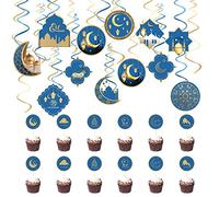 Giwnhvx Eid Ramadan Decorazione a tema festa a spirale ciondolo luna decorazione torta bandiera per il Ramadan