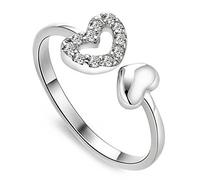 Giwnhvx Elegante a forma di cuore, anelli aperti di per matrimonio, per le donne, può essere regolabile