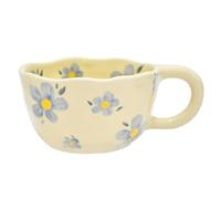 Giwnhvx Elegante tazza da caffè in ceramica floreale con decorazioni floreali, bicchieri primaverili da 250 ml per la decorazione della casa, facile da usare, C