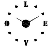 Giwnhvx Fai da te a Forma di Cuore Numeri Parete Arte Grande Orologio Da Parete Cuori Parete Decorazione Del Bambino Artwork Grande Orologio Da Parete Romantico San Regali Nero