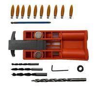 Giwnhvx Falegnameria Oblique Hole Locator Set 9.5mm Doppio Foro Puncher Lavorazione Del Legno Punta di Foratura Apparecchio di Lavorazione Del Legno Strumenti Set