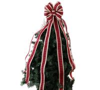Giwnhvx Fiocchi rossi con bordo e lunghe striscioni, fiocchi di di Natale per albero di Natale, decorazioni per feste fatte a mano