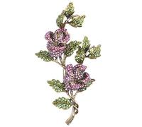 Giwnhvx Fiore Rosa in Lega Ramo di Albero Foglie Vintage alla Moda Accessorio Abbigliamento Regalo