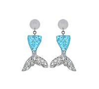 Giwnhvx Fishtail - Orecchini a forma di goccia, con strass, per , alla moda, in resina, per sirena, orecchini