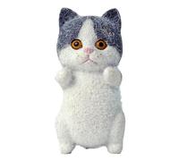 Giwnhvx Flocking Resina Cartoon Gatti Forma Bambole in Resina da Tavolo Simpatico Animale in Piedi Decorazione in Resina Blu Bianca