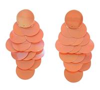 Giwnhvx Foglio di plastica cerchio paillettes lunga nappa orecchini pendenti squame di pesce paillettes orecchini arancione