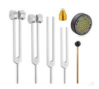 Giwnhvx Forchette per la guarigione, diapason in lega di alluminio 128 Hz, 136,1 Hz, 256 Hz, 384 Hz, attivatore hockey e piedini in pietra preziosa