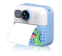 Giwnhvx Fotocamera Istantanea Mini per Bambini 1080P con Stampa, Fotocamera Digitale da 32 GB, Giocattolo, Macchina Fotografica per Bambini, Inchiostro Blu, con 3 Rotoli di Carta da Stampa