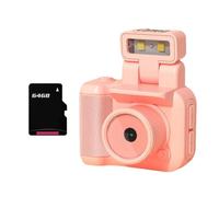 Giwnhvx Fotocamera Mini Reflex digitale CMOS 64 GB con Flash e stazione di ricarica, registratore video portatile DV 1080P con display LCD C