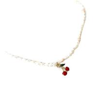 Giwnhvx FrançAis Ciliegia Retro Naturale Perla Clavicola Catena Palazzo Stile Ragazza Collana Collana