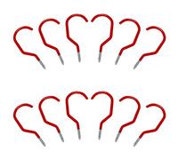 Giwnhvx Ganci per bicicletta, resistenti, in plastica, per montaggio a parete/soffitto, colore rosso, confezione da 12