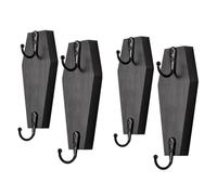 Giwnhvx Gancio da parete a forma di bara di Halloween, gancio da parete per chiavi da parete, in legno nero rustico per chiavi, tazze, borsa B
