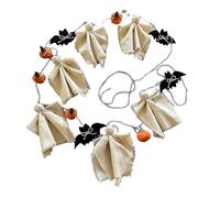 Giwnhvx Ghirlanda di fantasmi Halloween, striscione di fantasma e pipistrello in cotone, decorazione da parete rustica fatta a mano per telaio porta e finestra