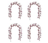 Giwnhvx Ghirlanda natalizia con bacche rosse, flessibile, per decorazione camino, 4 pezzi, 1,8 m