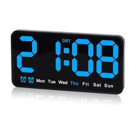 Giwnhvx Grande Orologio da Parete Digitale 9,5 Pollice Sveglia LED con Numeri, per Soggiorno, Camera da Letto, Arredamento di Classe Blu
