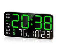 Giwnhvx Grande Orologio da Parete Digitale da 8,4 Pollici Sveglia a LED con Numeri, Data, Temperatura, Ora Estiva, per Camera, Regalo, Verde