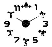 Giwnhvx Grande orologio da parete fai da te orologio da parete effetto specchio dinamofilia orologio da parete cornice halterrofilia sala fitness decorazione da parete C