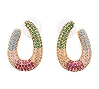 Giwnhvx Grandi orecchini rotondi arcobaleno, per donne carine in micropave brasile combattimento colore orecchio chiodo geometrico stud orecchini oro