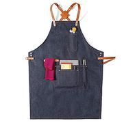 Giwnhvx Grembiule da cucina blu per parrucchiere, grembiule da cucina per donne uomini chef cameriere caffetteria negozio parrucchiere strumenti grembiule