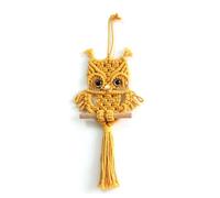 Giwnhvx Gufo Macramé Arazzo Tessuto Arazzo Parete Pendente Ornamento Tessuto Boemia Arazzo Giallo