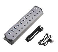 Giwnhvx HUB USB Alimentato 10 in 1 Adattatore USB 10 Porte Splitter USB Interfaccia USB 3.0 Interruttore Individuale RGB E-Marker Heat Design