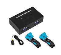 Giwnhvx Interruttore KVM VGA a 2 porte, due ingressi e una uscita, con controller desktop, set condiviso di tastiera, mouse e monitor