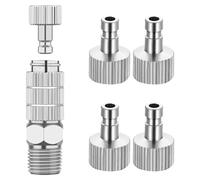 Giwnhvx Kit Adattatore di Raccordo di Rilascio Accoppiatore a Disconnessione per Aerografo con 5 Connettori Femmina 1/8 Inch e 1 Adattatore Maschio