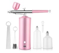 Giwnhvx Kit Aerografo con Compressore, Siringa ad Ossigeno con Ugello da 0,3 mm, per Idratazione della pelle, Nail Art, Tatuaggio, Pittura, Trucco, Torta
