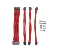 Giwnhvx Kit cavo di prolunga intrecciato da 22,9 cm, cavo di prolunga per PC Case Pettine incluso ATX 24 pin PCIE 6+2Pin CPU 4+4Pin Rosso