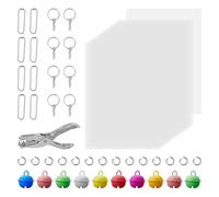 Giwnhvx Kit di 111 fogli di plastica termoretraibile con 20 pezzi di carta artistica satinata vuota e 90 portachiavi accessori per gioielli