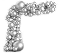 Giwnhvx Kit di di palloncino in lattice cromato metallizzato argentato, ghirlanda di , 102 pezzi, per decorazione di pic-nic, con 33 piedi