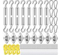 Giwnhvx Kit hardware per vela ombreggiante, 92 pezzi, antiruggine, per installazione a vela triangolare rettangolare, argento