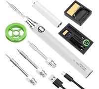 Giwnhvx Kit saldatore senza fili senza fili Saldatore Batteria integrata da 1100 mAh, 3 impostazioni di regolazione della temperatura Facile da installare Facile da usare Bianco