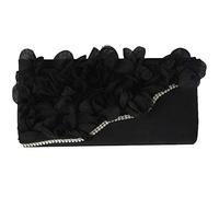 Giwnhvx Lady Satin Clutch Bag Flower Evening Wedding Purse Chain Shoulder Handbag Colori: Nero