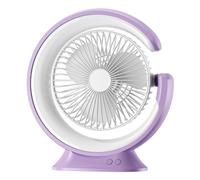 Giwnhvx Lampada da Scrivania Ventilatore 1200mAh Desktop Runner Light Mini Ventilatore Elettrico Portatile Multifunzione Pratico Ventilatore A 3 Velocità, Viola