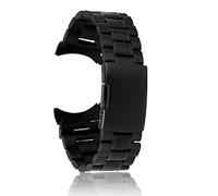 Giwnhvx Le Strisce Nere in Acciaio Cinghia di Banda Curbee Fine Fibbia Pieghevole 24mm