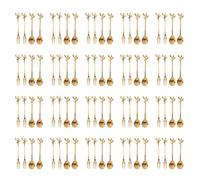 Giwnhvx Leaf Cucchiaio di Caffè Forche, 80 Pacco (40 Cucchiai 40 Forchette) Piccolo Demitasse Espresso Cucchiaio e Antipasto Dessert Forks Set, 4,7 Pollici Tea Spoon Set