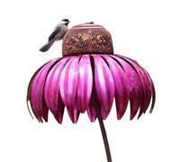 Giwnhvx Mangiatoia per uccelli rosso con supporto, mangiatoia per uccelli a forma di fiore per il giardino all'aperto