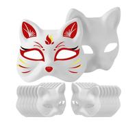 Giwnhvx Maschere animali in cartapesta bianca maschera gatto nuda per cosplay, teatro, Halloween, aula, arte, gatto