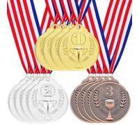 Giwnhvx Medaglie di premio 12 pezzi in oro, argento e bronzo, medaglie vincenti, 1, 2 e 3 premi per concorsi