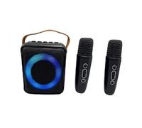 Giwnhvx Microfono Audio Bluetooth Multifunzionale Portatile, Lampada D'atmosfera LED Colorata, Altoparlante Karaoke, 2 Microfoni