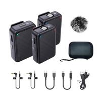 Giwnhvx Microfono di Registrazione Lavalier a Doppio Canale con 98 Piedi per Smartphone, Fotocamera Reflex Digitale, DV, Vlog, Stile Live: 1 RX e 2TX