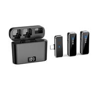 Giwnhvx Microfono Lavalier Mini Microfono Lavalier Portatile Registrazione Audio Video Doppio Canale Display LCD Tipo-C