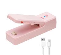 Giwnhvx Mini sigillante per sacchetti 2 in 1, portatile, ricaricabile, per sottovuoto e taglierina per sacchetti di plastica per alimenti, 1 pezzo, rosa