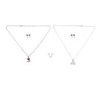 Giwnhvx Moda Collana Pendente Fiore Rosa Colore Perle imitazione Orecchini Set Ragazza