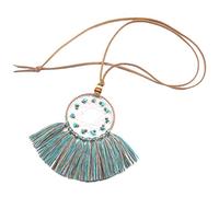 Giwnhvx Moda Europea E Collana Di Pompon Lungo Ciondolo Ornamenti Turchese Accessori Verde Melange