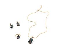 Giwnhvx Moda Femminile Retro 3 Pz/Set Sposa Matrimonio Lusso Collana/Orecchini/ Per Le Donne Goccia D'acqua Set + Blu